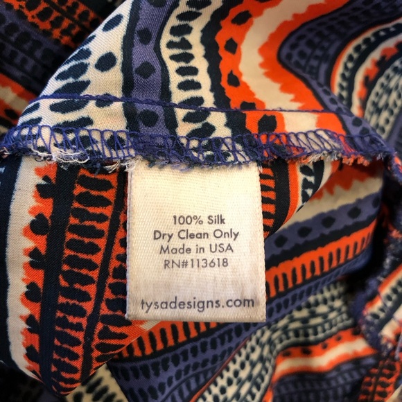 TYSA 100 % silk sexy dress. Longer in back. Adjustable straps. Gorgeous colors. - Picture 5 of 10